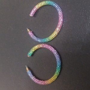 Rainbow Bling Hoops